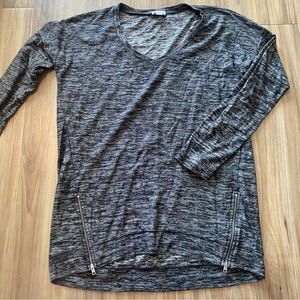 Splendid Heathered Grey Black Long Sleeve Top size S